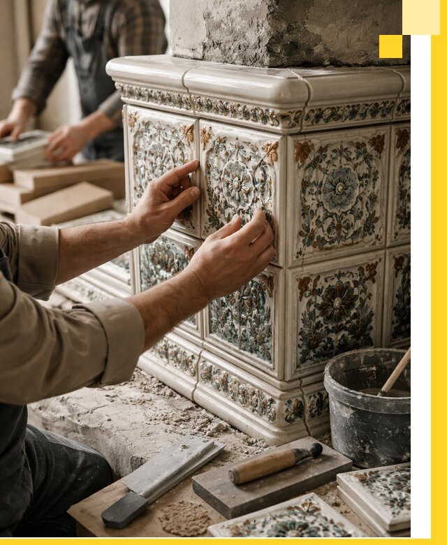 Изразцовые камины под ключ в Надыме: проект и монтаж