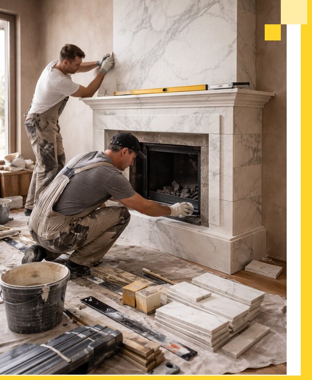 Отделка каминов в Надыме качественные облицовочные работы