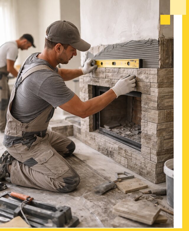 Облицовка каминов в Надыме, монтаж и отделка натуральным камнем