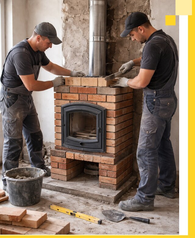 Монтаж печи камина под ключ в Надыме с гарантией и пусконаладкой