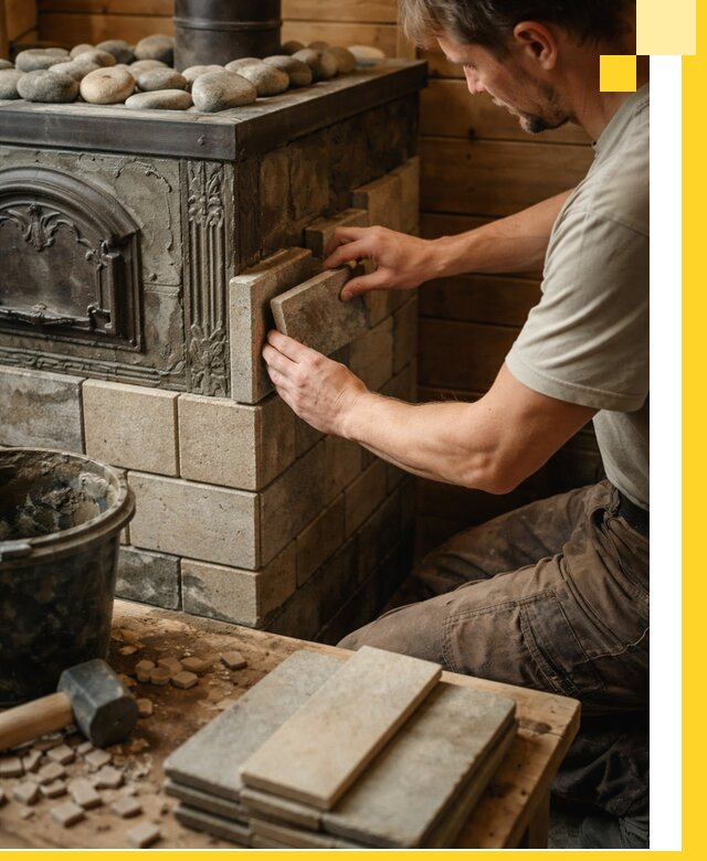 Облицовка банных печей в Надыме профессиональная отделка