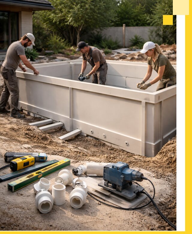 Установка полипропиленовых бассейнов под ключ в Надыме