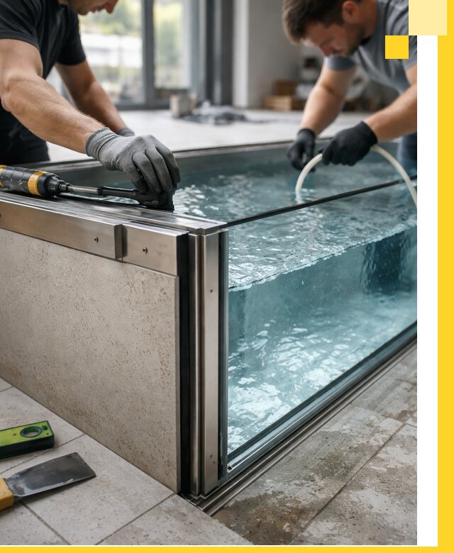 Проектирование и монтаж стеклянных бассейнов в Надыме