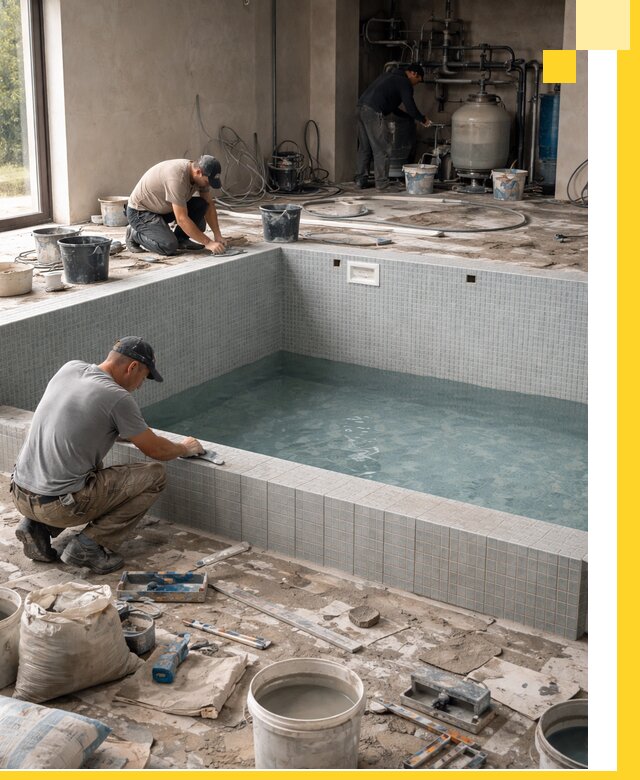 Строительство и монтаж бассейнов в помещении в Надыме