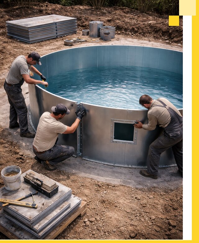 Круглые бассейны под ключ в Надыме проектирование и монтаж