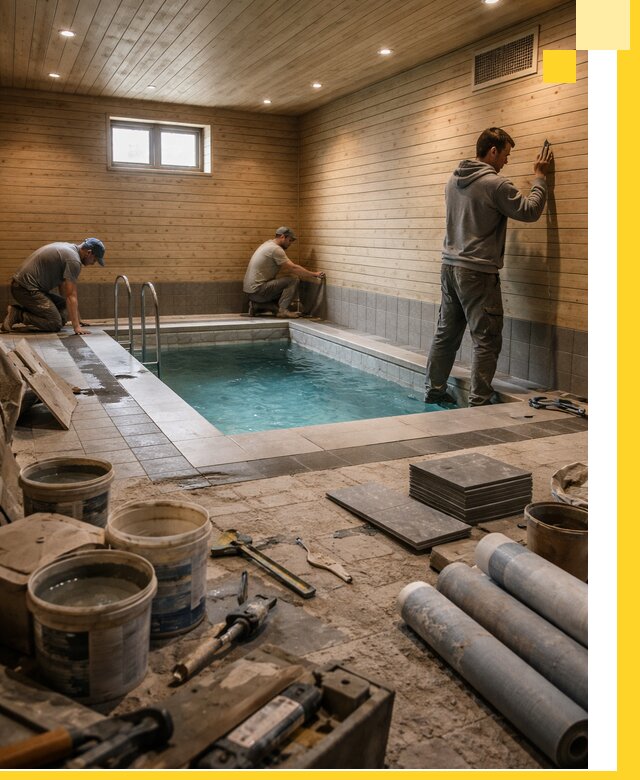 Строительство бани с бассейном и сауной под ключ в Надыме