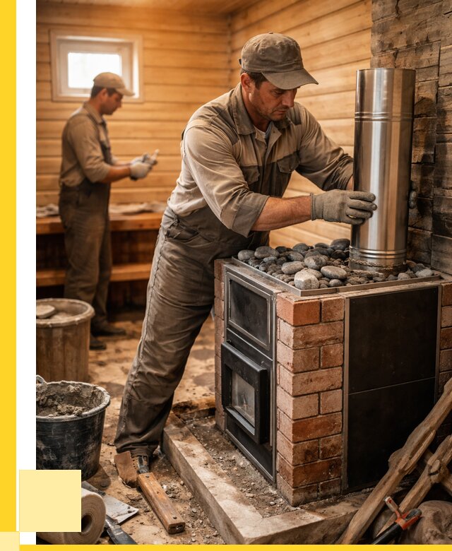 Монтаж печи в бане под ключ в Надыме от 20756 р. | ЭриданНдм