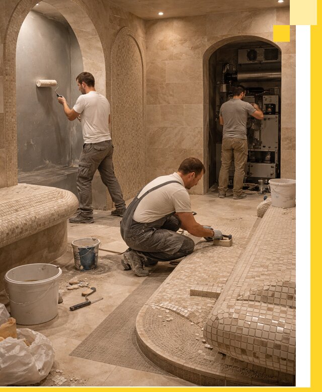 Строительство бани с хамамом и бассейном под ключ в Надыме