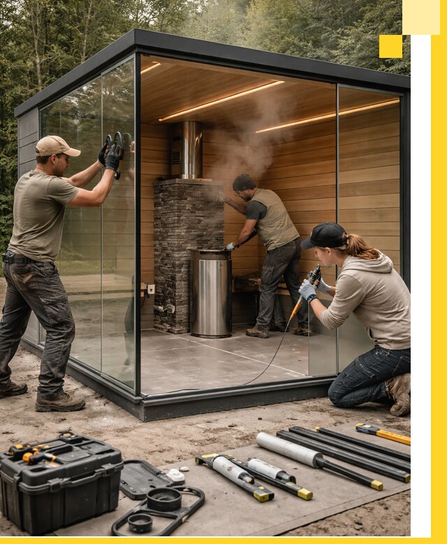 Проектирование и строительство стеклянных бань в Надыме