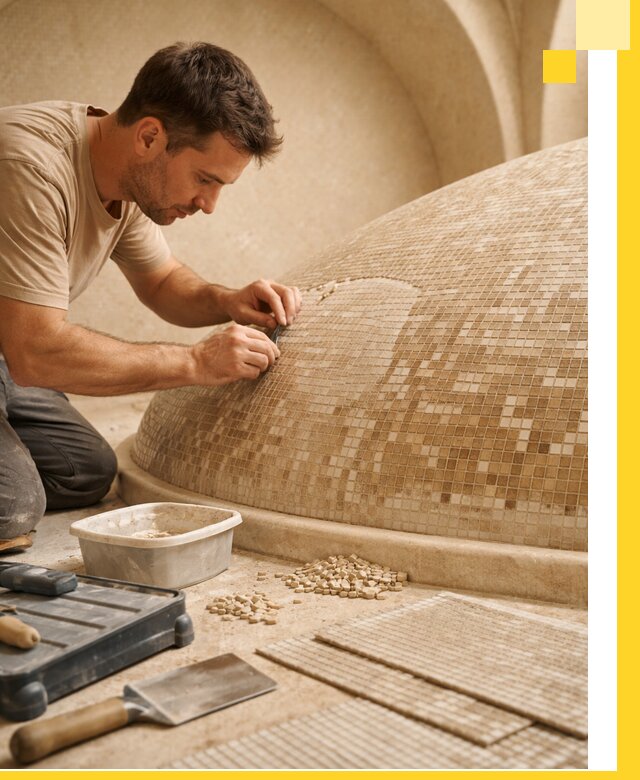 Профессиональная укладка мозаики для хамама под ключ в Надыме